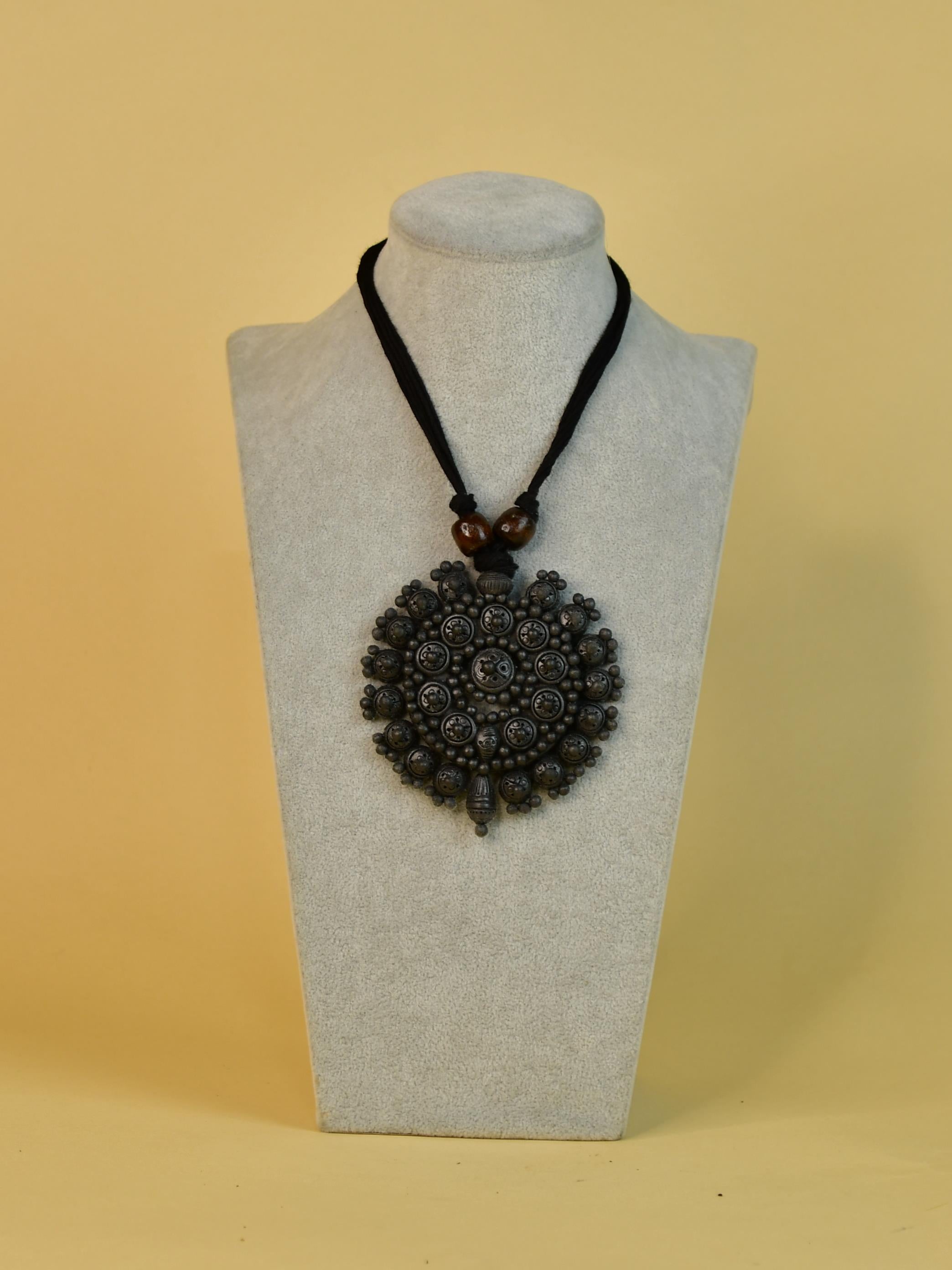 Mayii Handcrafted Terracotta Necklace: Large Flower Pendant - Mayii - Mayii