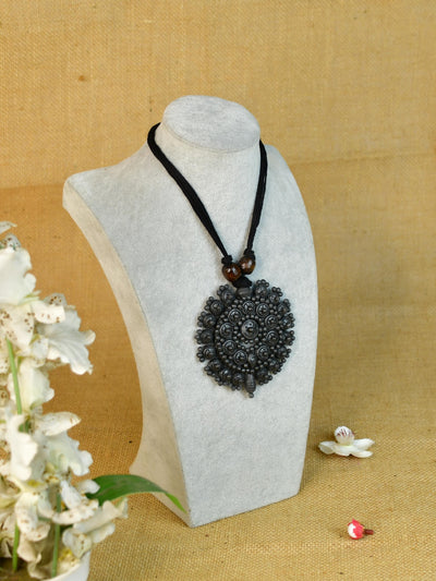 Mayii Handcrafted Terracotta Necklace: Large Flower Pendant