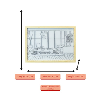 Mayii Illuminated Hall Room Frame – LED Landscape Photo Frame with Sofas, Carpet & Balcony for Chic Home Decor image 4