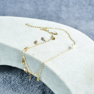 MAYII Leaf Chained Anklet - Gold - Stainless Steel - One Size - Mayii - Mayii