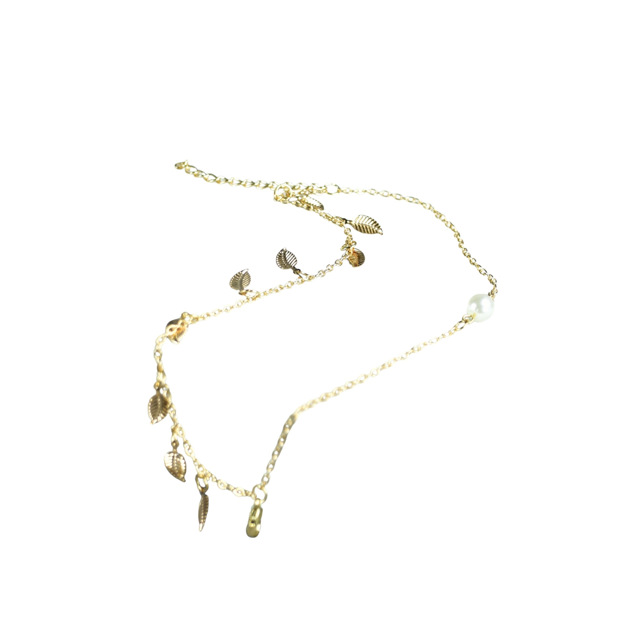 MAYII Leaf Chained Anklet - Gold - Stainless Steel - One Size - Mayii - Mayii