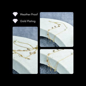 MAYII Leaf Chained Anklet - Gold - Stainless Steel - One Size - Mayii - Mayii