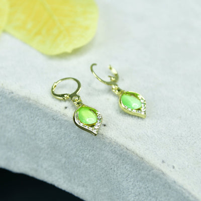 MAYII Lime Crystal Gold and Lime color Stainless Steel Earrings - One Size