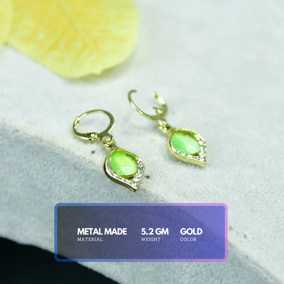 MAYII Lime Crystal Gold and Lime color Stainless Steel Earrings - One Size