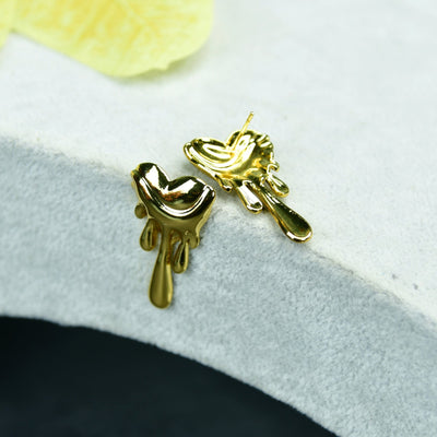 MAYII  Melting Hearts Gold Stainless Steel Earrings - One Size