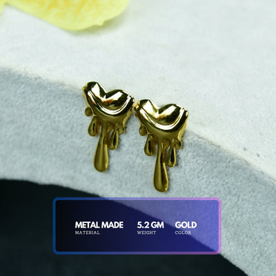 MAYII  Melting Hearts Gold Stainless Steel Earrings - One Size