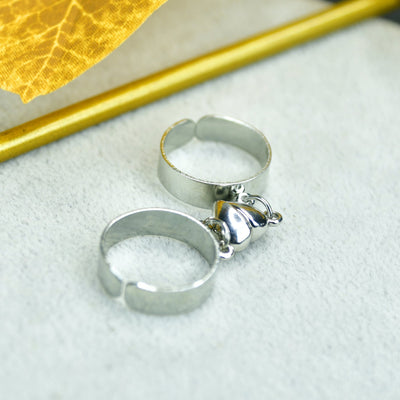 MAYII - Metal Half Heart Magnetic Ring Stainless Steel - One Size