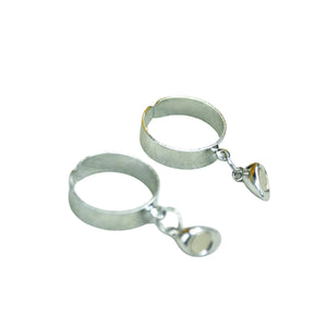 MAYII - Metal Half Heart Magnetic Ring Stainless Steel - One Size - Mayii - Mayii
