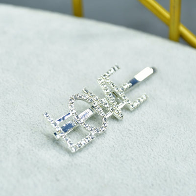 MAYII - Silver Crystal Love Hairpin Stainless Steel - One Size