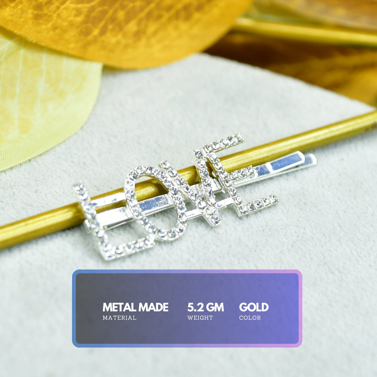 MAYII - Silver Crystal Love Hairpin Stainless Steel - One Size - Mayii - Mayii