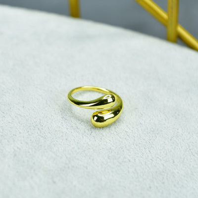 MAYII - Silver Teardrop Ends Ring Stainless Steel - One Size