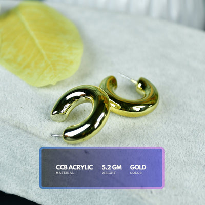 Mayii Small 3/4 Round Golden CCB Earrings – One Size