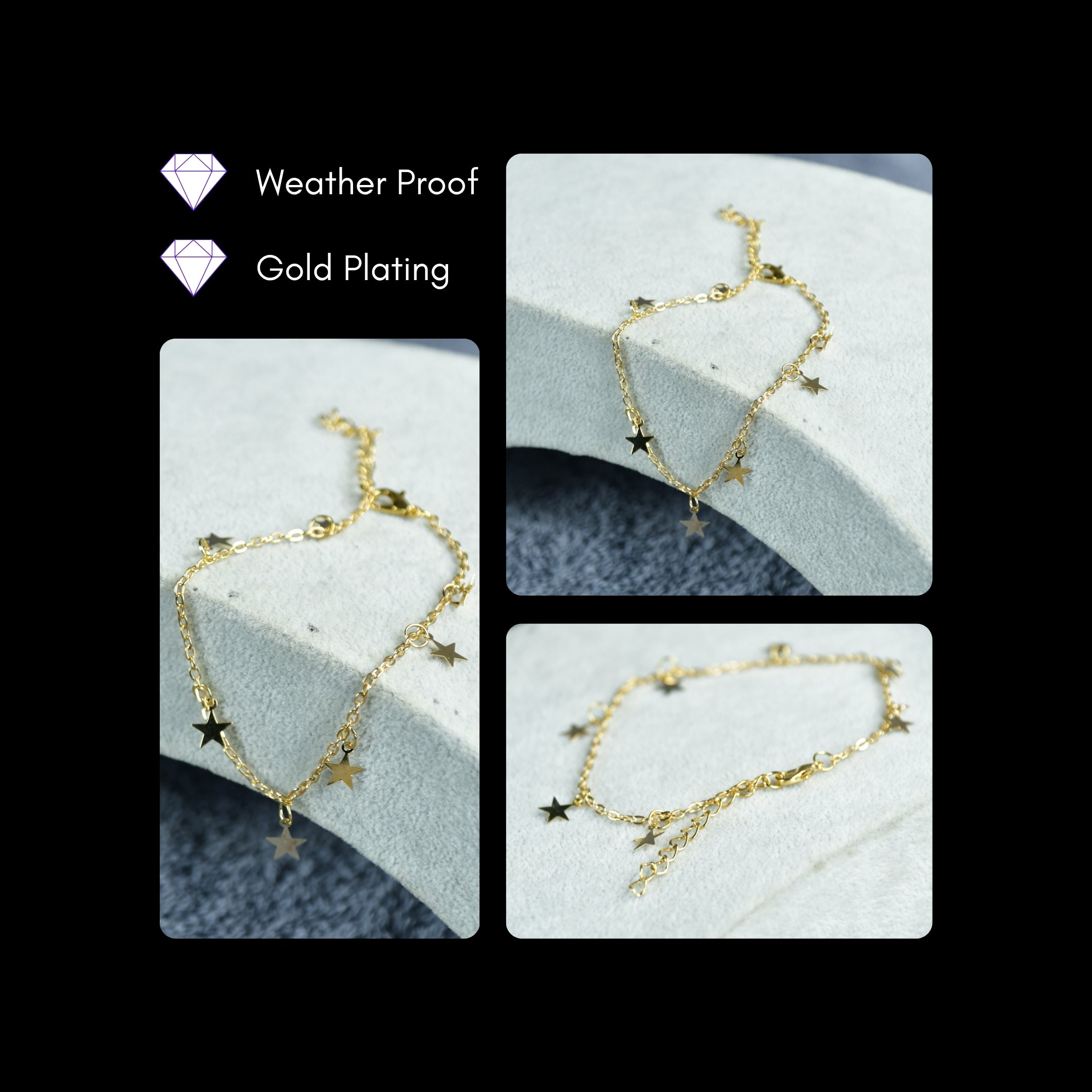 MAYII Star Chained Anklet - Gold - Stainless Steel - One Size - Mayii - Mayii