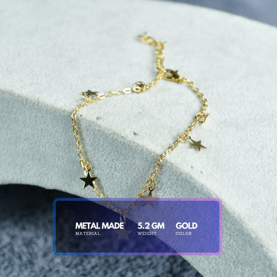 MAYII Star Chained Anklet - Gold - Stainless Steel - One Size