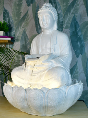 Mayii White Buddha Water Fountain – Elegant Buddha Sitting Waterfall for Tranquil Home Decor & Gifts image 4