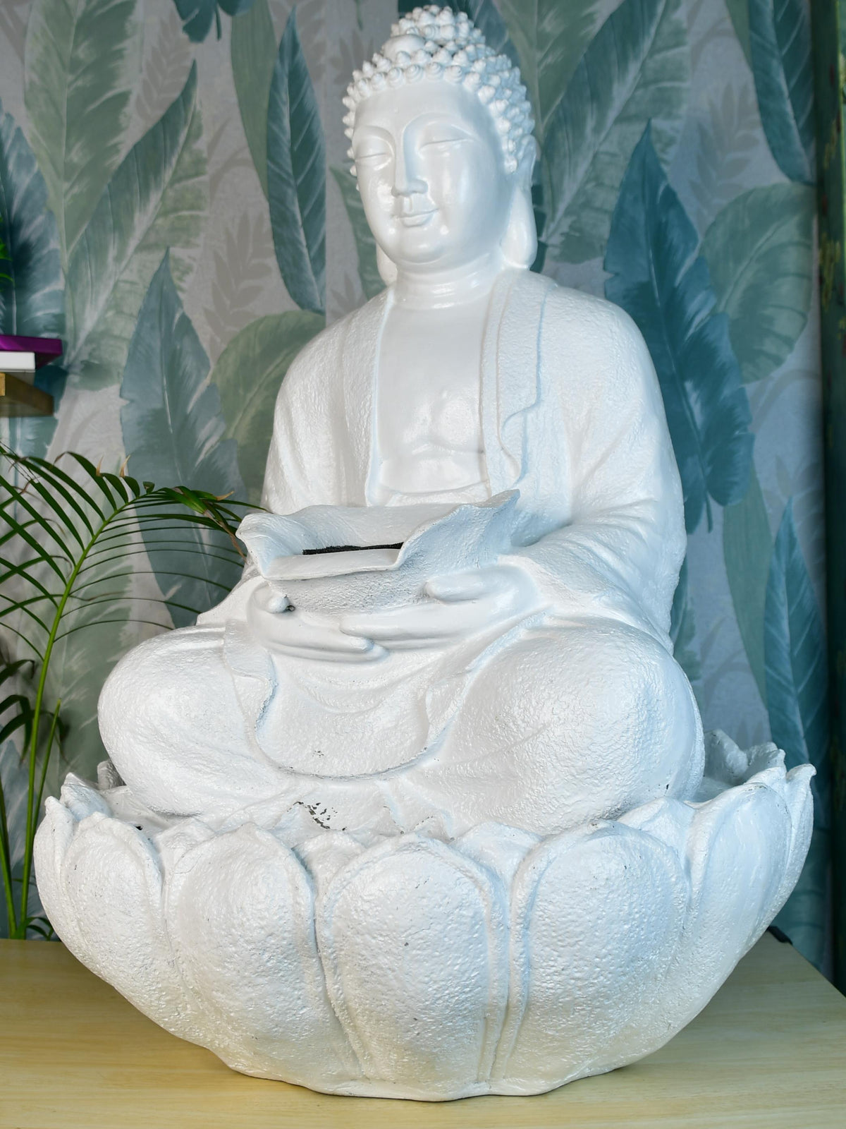 Mayii White Buddha Water Fountain – Elegant Buddha Sitting Waterfall for Tranquil Home Decor & Gifts - MAYII - Mayii