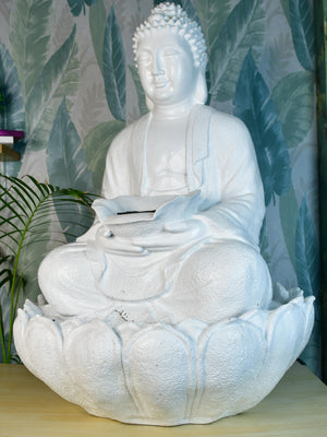 Mayii White Buddha Water Fountain – Elegant Buddha Sitting Waterfall for Tranquil Home Decor & Gifts image 3