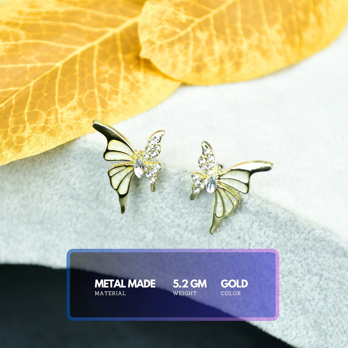 MAYII – White Gold Stainless Steel Butterfly Earrings – One Size - Mayii - Mayii