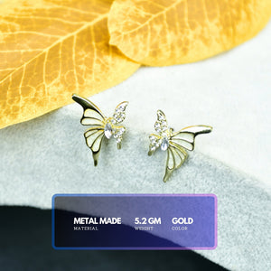 MAYII – White Gold Stainless Steel Butterfly Earrings – One Size - Mayii - Mayii
