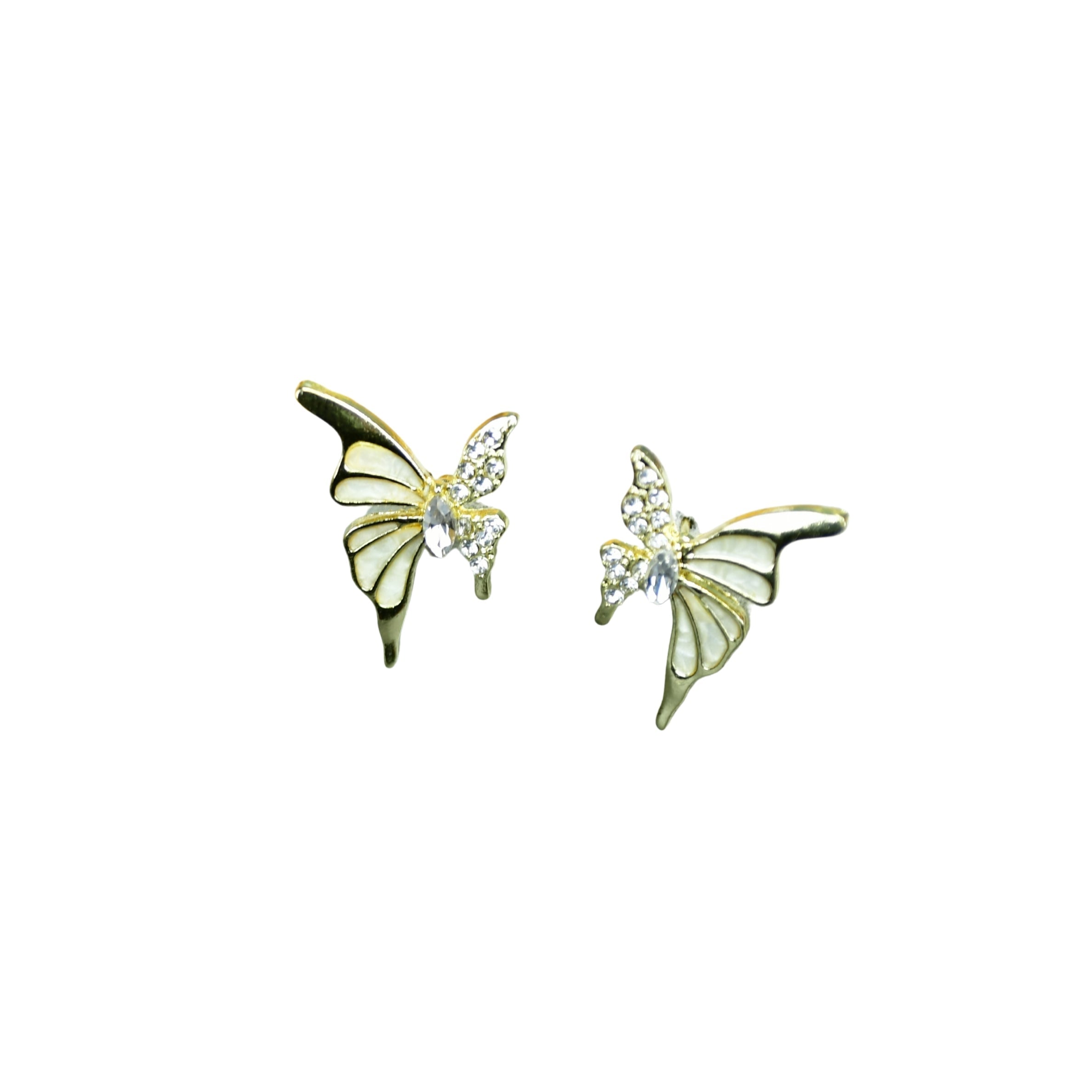 MAYII – White Gold Stainless Steel Butterfly Earrings – One Size - Mayii - Mayii