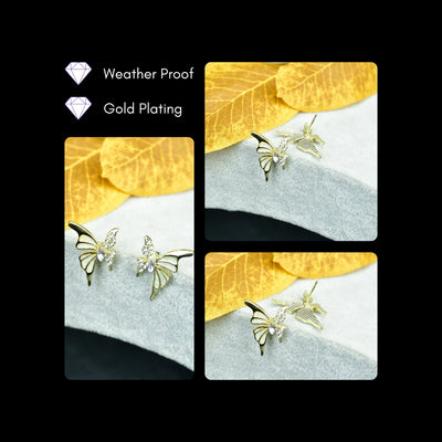 MAYII – White Gold Stainless Steel Butterfly Earrings – One Size
