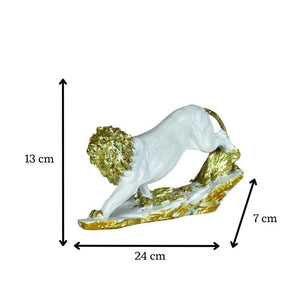 MAYII modern lion centerpiece for living room tabletop sculpture with gold and white finish