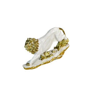 MAYII modern lion centerpiece for living room table top decor in white and gold