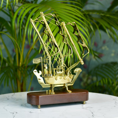 MAYII Nautical Brass Ship Sculpture Tabletop Decor