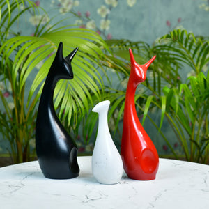 MAYII resin cat figurine set with black red and white modern minimalist tabletop decor