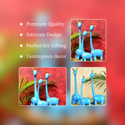 MAYII Unique Home Decor Giraffe Set - Blue Tabletop Art image 3