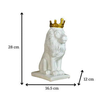 MAYII White Lion Figurine with Gold Crown Tabletop Decor image 4